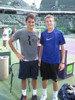 Федерер провел тренировку с молодым американцем Джеком Соком (24.03.2011)